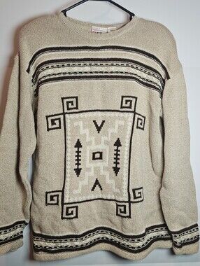 Vintage Womans Cream Southwest Knit Sweater